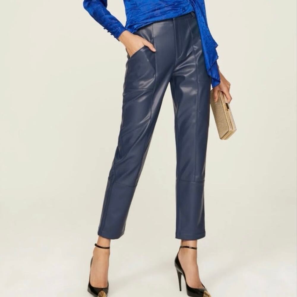 Ronny Kobo Blue Faux Leather Pants size 6